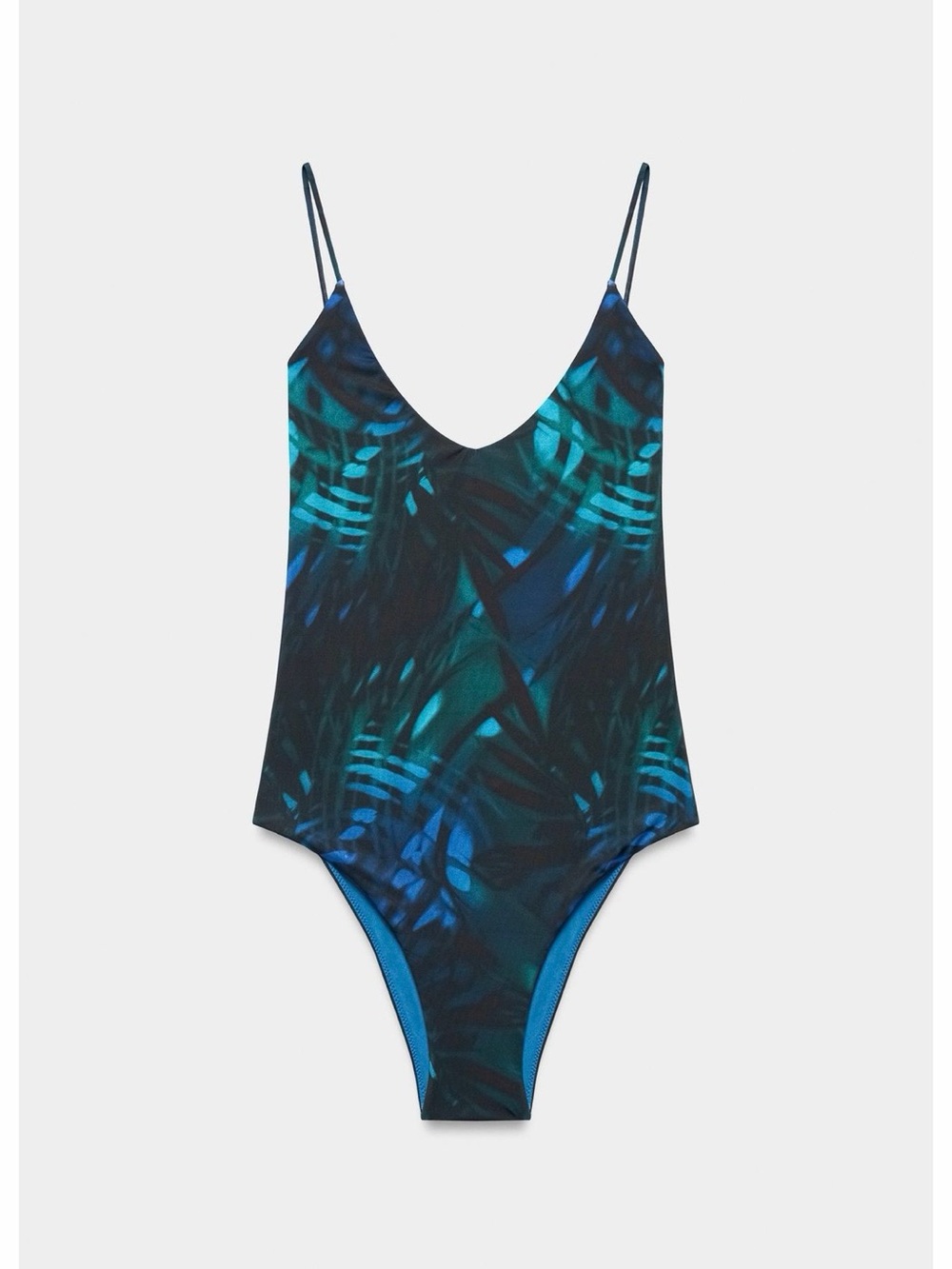 Zara Blue & Teal Leaf-Print One-Piece Swimsuit
